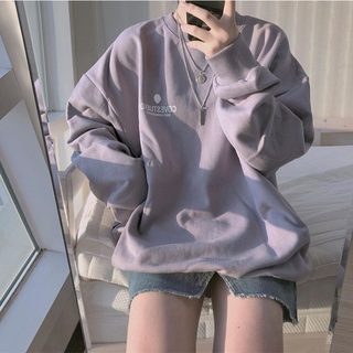 여성 오버핏 풀오버 긴팔 맨투맨 티셔츠 통근룩 라운드넥 얇은 상의