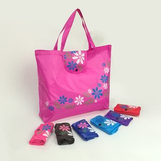 210D 옥스퍼드 접이식 장바구니 꽃무늬 버클 휴대용 수납 쇼핑백