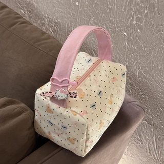 카툰 곰돌이 방수 화장품 파우치 대용량 여행용 손잡이 세면도구 수납가방 20x13x13cm