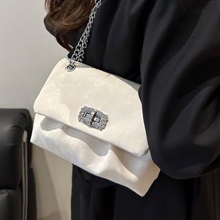 여성 미니 사각 체인백 PU 주름 숄더백 크로스백 데일리 가방