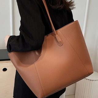 여성 PU 대용량 토트백 데일리 출근용 숄더백 지퍼형 소프트 가방