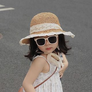 여아 여름 레이스 밀짚모자 아동 성인 자외선 차단 와이드챙 버킷햇