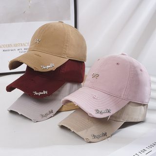 여성 남성 공용 워싱 코튼 로우크라운 찢김 디테일 볼캡 깊은핏 자외선 차단 패션 야구모자