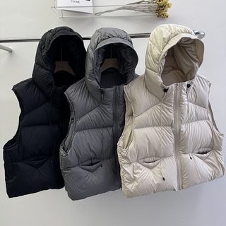 여성 숏 패딩 조끼 봄가을 루즈핏 하이넥 민소매 집업 베스트