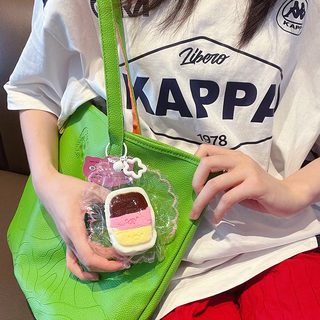곰돌이 삼색 아이스크림 말랑이 키링 식품용 실리콘 스퀴시 스트레스 해소