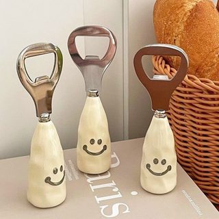 귀여운 스마일 맥주 병따개 스탠딩 휴대용 플라스틱 손잡이 스테인리스 오프너