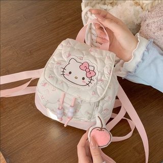 고양이 프린트 플랩 백팩 스위트 캐주얼 미니 백팩 키즈 청소년 데일리 가방