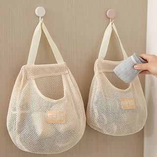 벽걸이 메쉬 수납망 속옷 과일 채소 보관 주방 옷장 문걸이 정리백 28×30cm
