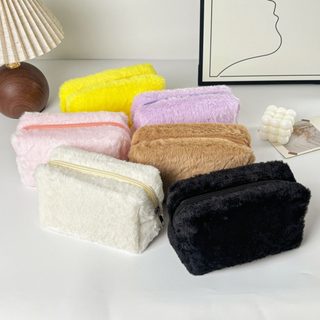 뽀글이 자수 화장품 파우치 17cm 대용량 휴대용 메이크업 세면용품 수납가방