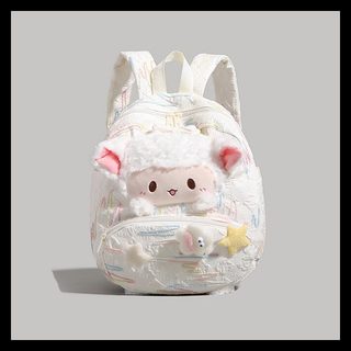 양 캐릭터 여성 아동용 초경량 나일론 지퍼 백팩 데일리 외출 책가방