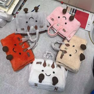 귀여운 퍼 인형 토트백 18cm 25cm 미니 크로스백 버클 데일리 가방