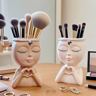 하트 소녀 원통형 연필꽂이 학생 책상 데스크 수납 정리함 인테리어 소품