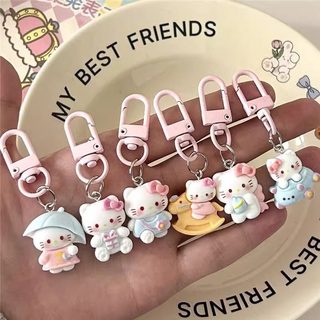 귀여운 KT 고양이 키링 가방 장식 여성용 캐릭터 열쇠고리 우정 커플 선물