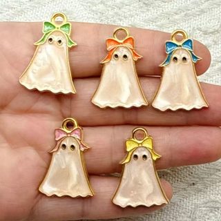 할로윈 유령 리본 펜던트 DIY 귀걸이 목걸이 만들기 아연합금 에나멜 장식