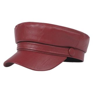 여성 PU 가죽 베레모 팔각 플랫캡 숏챙 방한 모자 56-58cm 가을 겨울 데일리룩