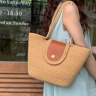 여름 라탄 숄더백 손가방 토트백 여성용 도시심플 짚가방 비치백