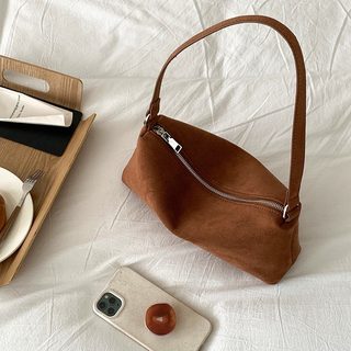 여성 퍼 스웨이드풍 사각 숄더백 빈티지 겨울 데일리 겨드랑이 가방