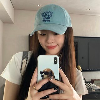 남녀공용 레터링 자수 볼캡 와이드 챙 조절형 소프트 야구모자