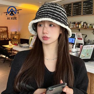가을 겨울 퍼 버킷햇 아크릴 니트 보온 벙거지 남녀공용 접이식 조절 모자
