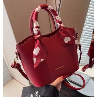 레드 신부 웨딩백 여성 PU 미니 버킷백 지퍼 크로스 숄더 토트백