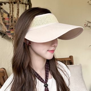 여성 여름 수제 코바늘 배색 오픈탑 빅챙 자외선 차단 종이밀짚 썬햇