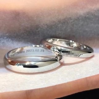 남녀공용 시그니처 커플링 반지 원형 사각 민자 원스톤 CNC 18K 두꺼운 도금 5