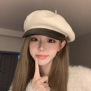 울 혼방 팔각 베레모 여성 겨울 방풍 보온 영국풍 조절형 모자