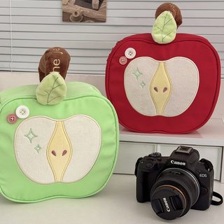 반쪽 사과 카메라 파우치 즉석카메라 수납 여행용 휴대용 화장품 가방