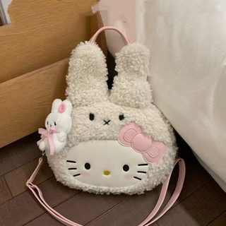봄 신상 헬로키티 봉제 숄더 크로스백 여성용 귀여운 캐릭터 디자인 대용량