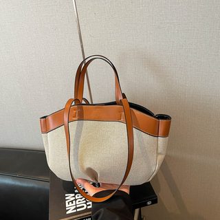 여성 대용량 배색 토트백 숄더백 빈티지 데일리 출근 가방