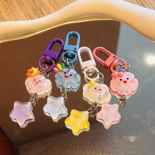 구름 별 휴대폰 스트랩 귀여운 레진 가방 키링 학생 백팩 장식 고리