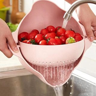 2단 회전 채반 세척볼 과일 야채 물빠짐 바구니 주방용 과일접시