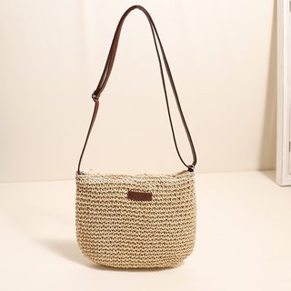 여름 휴가용 라탄 숄더백 크로스백 원통형 미니 짜임 가방