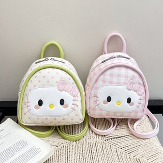 KT 고양이 백팩 여성용 체크 포인트 미니 배낭 카와이 캐주얼 데일리 여행가방