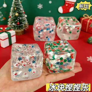 크리스마스 큐브 말랑이 5.5cm 글리터 TPR 슬로우리바운드 스트레스 해소 스퀴시 장난감