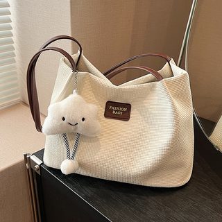 여성용 대용량 캔버스 버킷백 심플 데일리 출퇴근 숄더 토트백