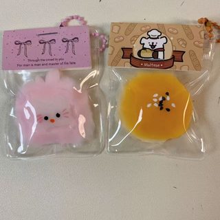 TPR 말랑이 미니 스퀴시 키링 고양이 사과·참깨 햄버거 스트레스 해소 장난감