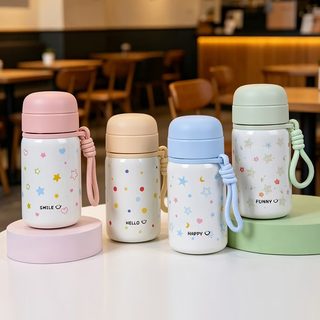 귀여운 도트 보온병 300ml 304 스테인리스 휴대용 미니 직음 물병