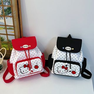 키티 고양이 도트 플랩 백팩 여성용 가벼운 대용량 데일리 배낭