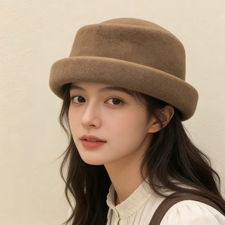 100% 울 필박스햇 남녀공용 프렌치 빈티지 무챙 모자 로고 맞춤 제작