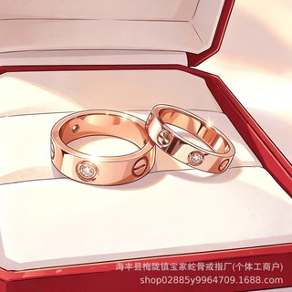 카자love 18K 로즈골드 도금 커플링 남녀공용 패션 기하학 링