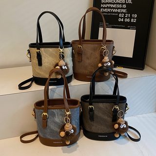 여성 PU 버킷백 미디엄 숄더 크로스백 데일리 출근용 토트백