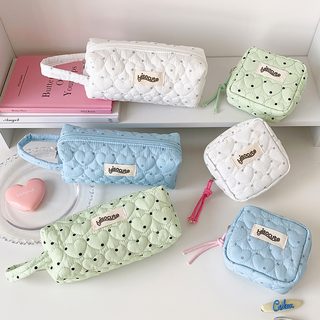 Hisocute 심플 도트 화장품 파우치 휴대용 생리대 보관 여행용 세면 파우치 필통