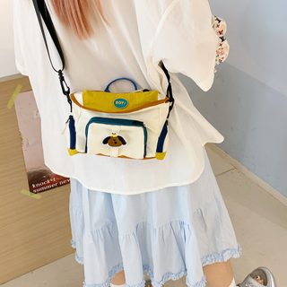 여성 메신저백 컬러 배색 패브릭 크로스백 데일리 출퇴근 숄더백