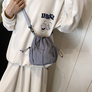 ANJIN 나일론 버킷백 스트링 복조리 크로스백 데일리 캐주얼 스포츠 숄더백