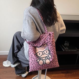 레오파드 토트백 여성 대용량 숄더 크로스 데일리 캔버스 쇼퍼백 고양이 프린트