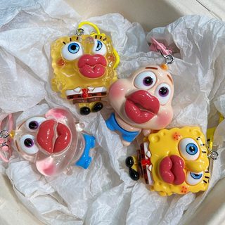 레드립 캐릭터 레진 키링 투명 솔리드 스펀지 불가사리 가방 장식 우정 선물