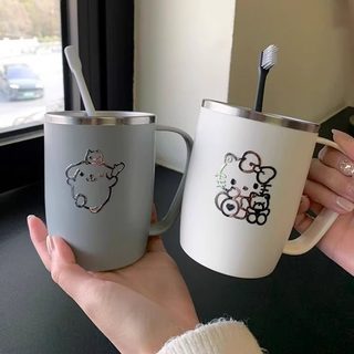 304 스테인리스 손잡이 양치컵 301~400ml 곰팡이 방지 휴대용 물컵 커피컵