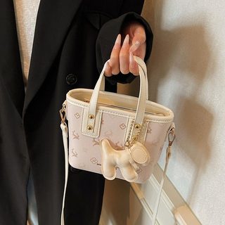 여성 미니 버킷백 데일리 PU 프린트 바스켓 토트 크로스백 지퍼 숄더백