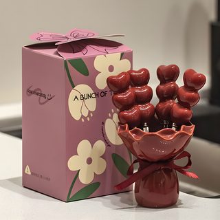 세라믹 수납통 스테인리스 하트 과일포크 4개 세트 디저트 티스푼 홈카페 식기
